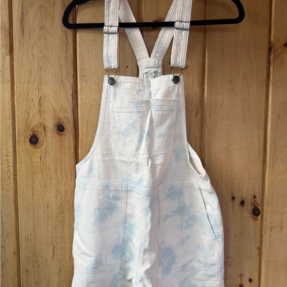 AERIE | Light Blue Tie-Dye White Denim Overalls